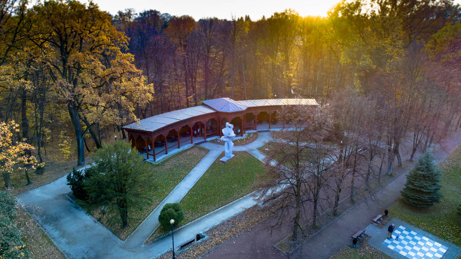 Zdjęcie parku Zdrojowego altany od góry